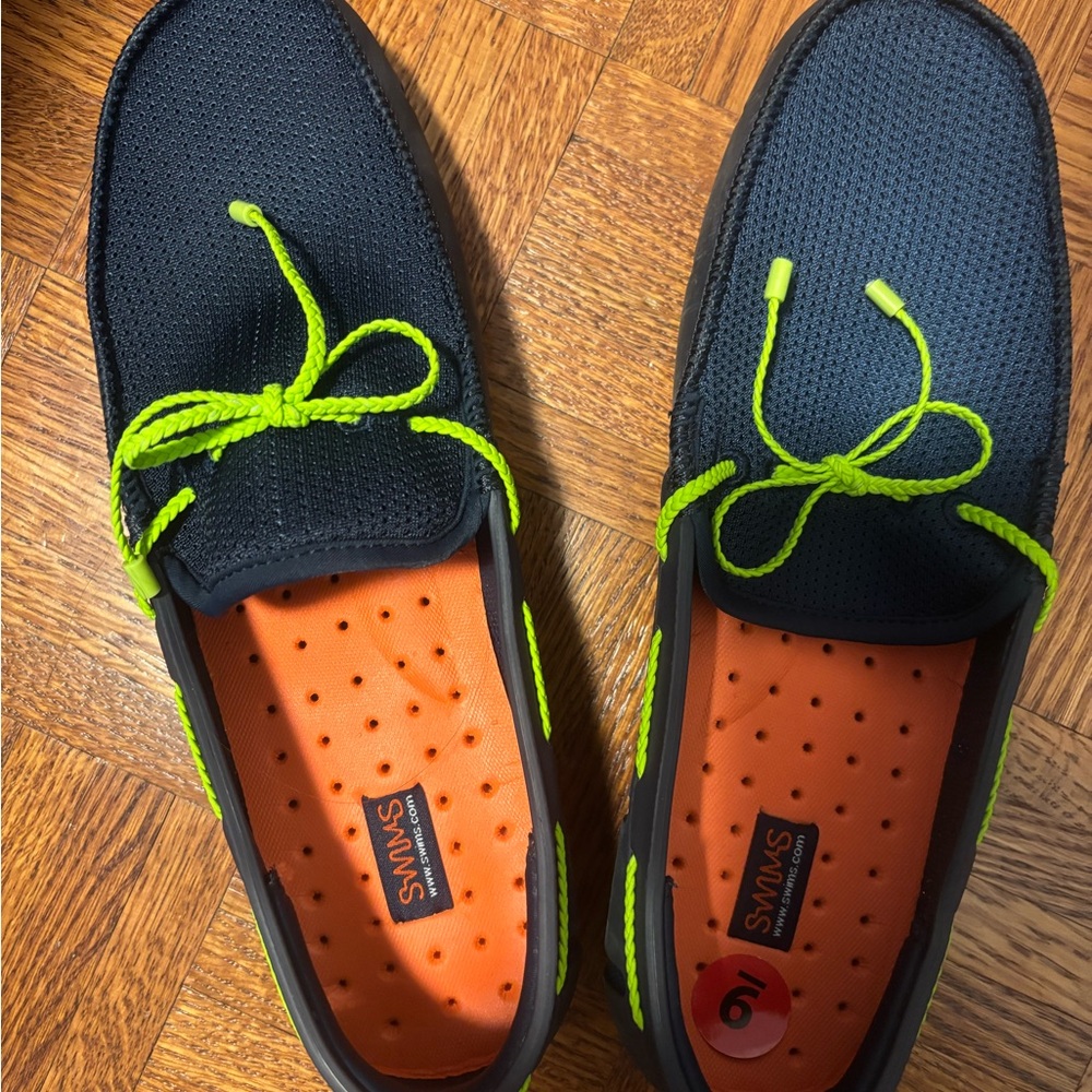 Men’s Swims Black and Neon Green Loafers
